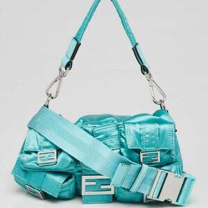 Fendi Green Nylon Convertible Multipocket Belt Baguette Bag